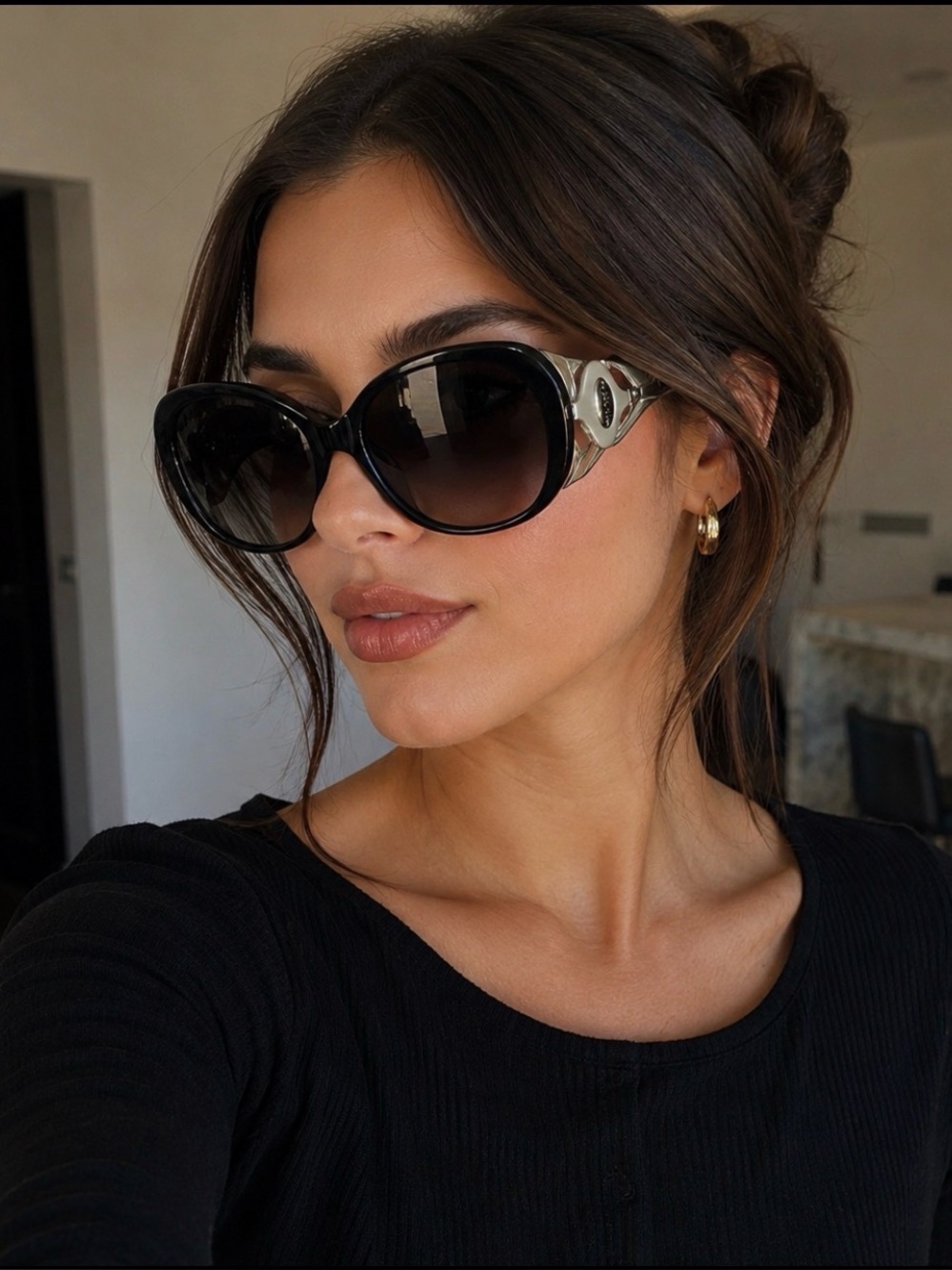 Emilio Pucci Black Oversized Gradient Sunglasses